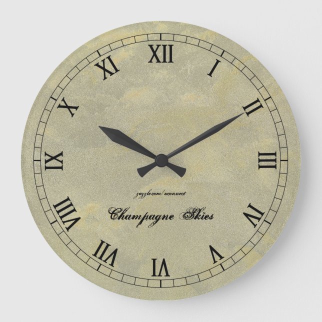 Relógio Grande Numerais romanos Wallclock dos céus de Champagne (Frente)