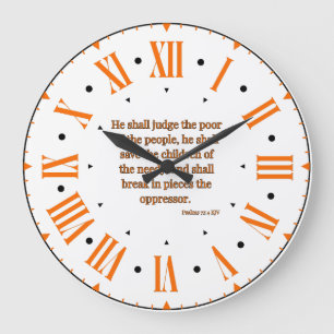 Relógio Grande Numeral romano Psalms 72:4 KJV Bíblia Verse II