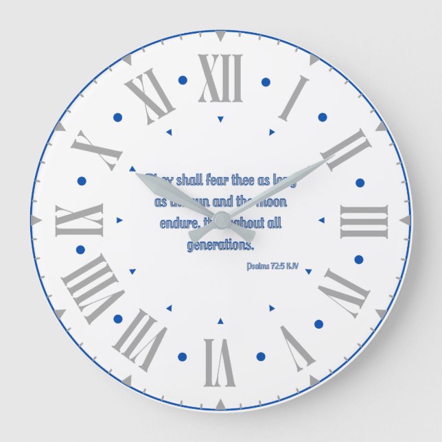 Relógio Grande Numeral romano Psalms 72:5 KJV Bíblia Verse II (Frente)