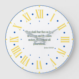 Relógio Grande Numeral Romano Verso da Bíblia KJV Psalms 72:5