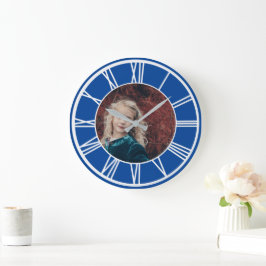Relógio Grande Numero Romano Branco Azul Profundo Adicionar Rodad