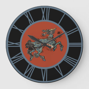 Relógio Grande Números azuis de Qilin chinês Feng Shui
