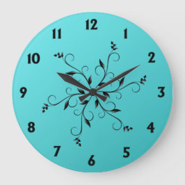 Relógio Grande Números Azuis e Acentos Incríveis de Aqua