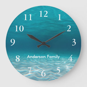 Relógio Grande Números brancos elegantes Foto submarina personali