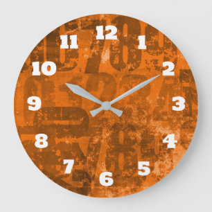 Relógio Grande Números corajosos grandes na textura laranja- do