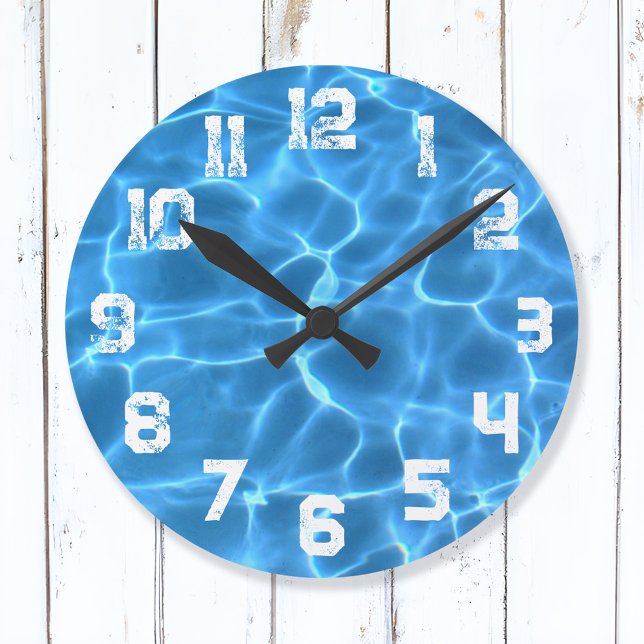 Relógio Grande Números de Grunge Atlítico Branco Piscina Nadada A (Swimming Team Wall Clock)