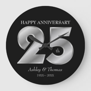 Relógio Grande Números de prata brilhantes