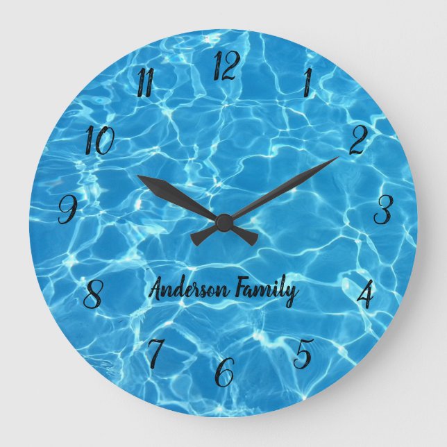 Relógio Grande Números de tocha preta Elegante Foto oceânica pers (Frente)