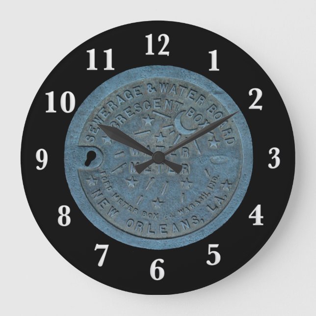 Relógio Grande Números do branco do medidor de água de Nova (Frente)