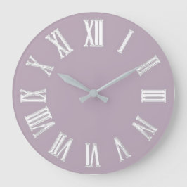 Relógio Grande Números Metálicos Mínimos Romanos Cinzas Prateadas