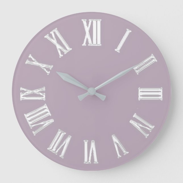 Relógio Grande Números Metálicos Mínimos Romanos Cinzas Prateadas (Frente)