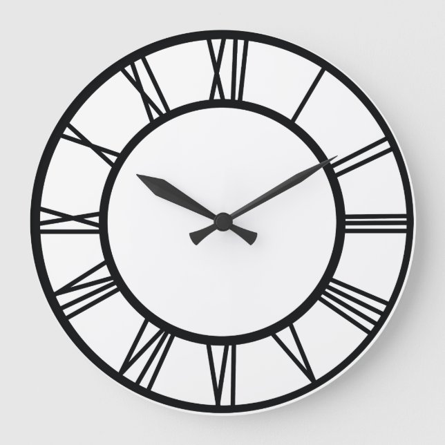Relógio Grande Números negros romanos em círculo (Frente)