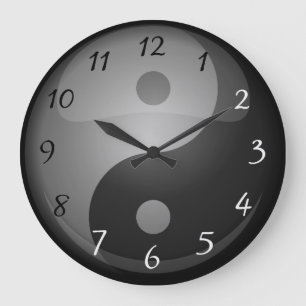 Relógio Grande Números preto e branco de Yin yang