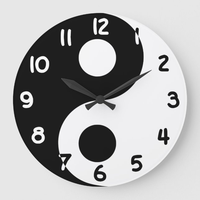 Relógio Grande Números Preto e Branco Yin Yang (Frente)