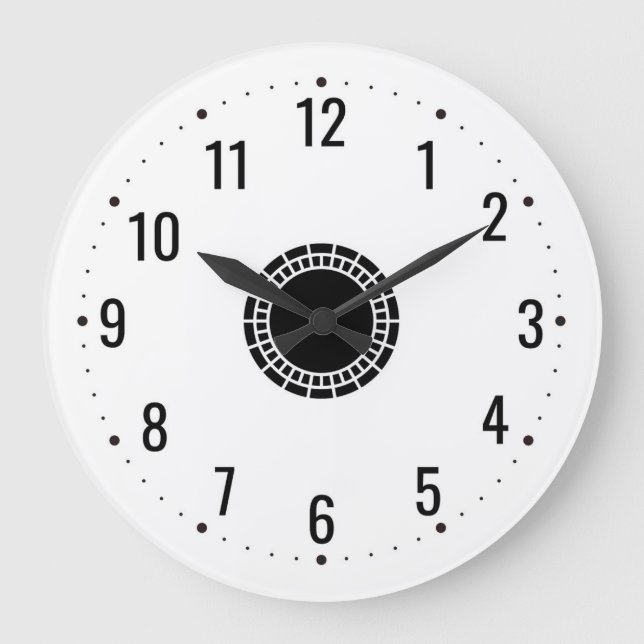 Relógio Grande Números Pretos para um Branco (Frente)
