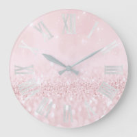 Números romanos da Cinza Brilhante Rosa Pastel Gir