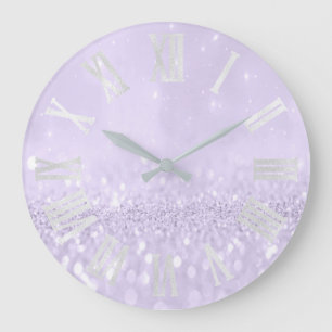 Relógio Grande Números romanos da Lavanda Violet Ametys Cinza Gl