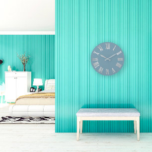 Relógio Grande Números romanos das Cinzas metálicas Cinzas azui