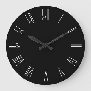 Relógio Grande Números romanos retrorreflectores em preto e branc