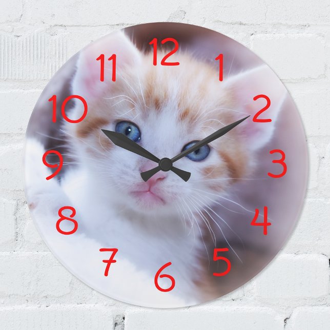 Relógio Grande Números Vermelhos Modernos para Sua Foto (Criador carregado)