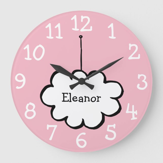 Relógio Grande Nuvem na Corda Nome (Frente)