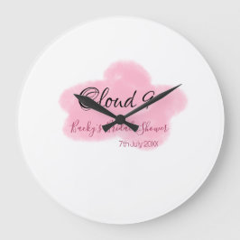 Relógio Grande Nuvens nove rosa pastel chá de noiva data nome