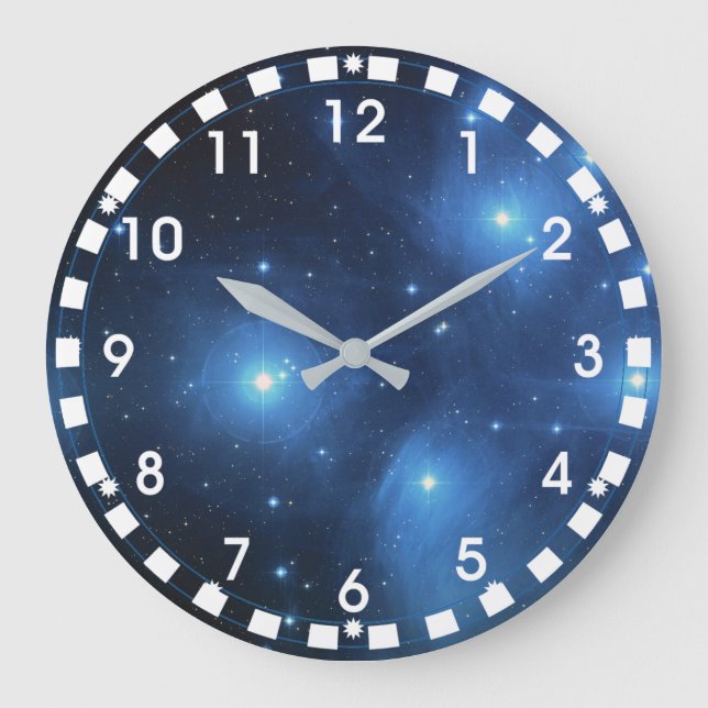 Relógio Grande O aglomerado de estrelas das Plêiades com moldura  (Frente)