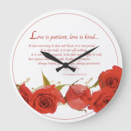 Relógio Grande O Amor é Paciente Rosa Vermelha