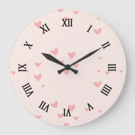 Relógio Grande O amor está no ar, corações cor-de-rosa
