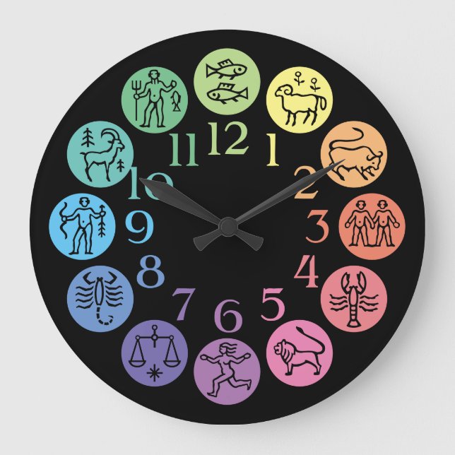 Relógio Grande O horóscopo colorido da roda do zodíaco assina (Frente)