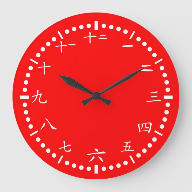 Relógio Grande O japonês numera o fundo vermelho (Frente)