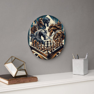 Relógio Grande O jogo de cavaleiros - xadrez encontra fantasia