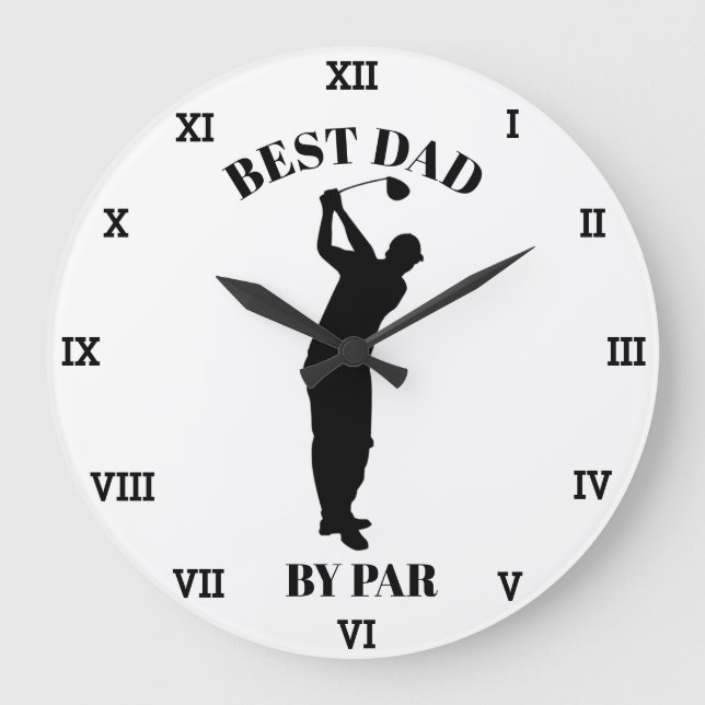 Relógio Grande O melhor Pai de Par Golfer Birthday 70 engraçado (Frente)