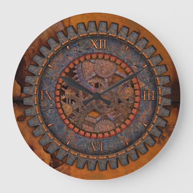Relógio Grande O metal alinha Steampunk (Frente)