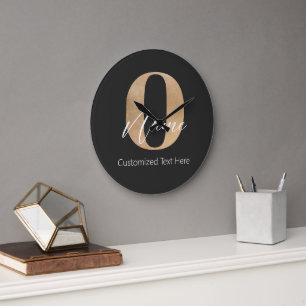 Relógio Grande O & Name Iniciais Monogramados Modernos Personaliz