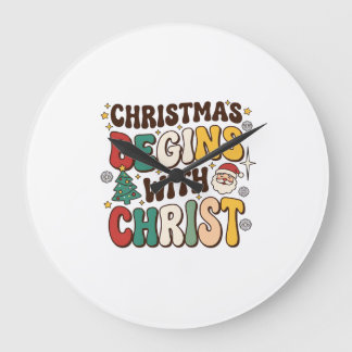 Relógio Grande O Natal Começa Com Cristo Design de Árvore de Nata