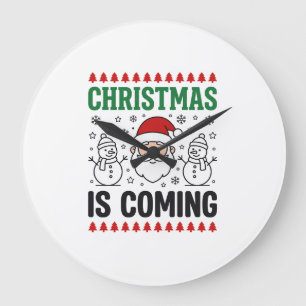 Relógio Grande O Natal Está Chegando Design de Papai Noel e Bonec