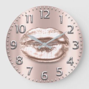 Relógio Grande O número Dourado cor-de-rosa dos lábios cora cin
