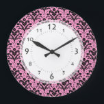 Relógio Grande O quarto da menina, o rosa do art deco do salão de<br><div class="desc">Cor damasco elegante. Cor customizável do fundo. Escolha exatamente a máscara do rosa ou da outra cor de que você gostaria.</div>