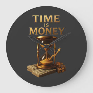 Relógio Grande O Tempo É Dinheiro Design Motivacional Poderoso