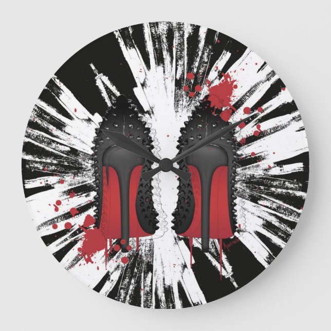 Relógio Grande O vermelho assenta spatters & gotejamentos dos (Frente)