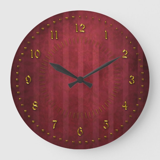 Relógio Grande O vermelho rico descascou o Grunge numerado (Frente)