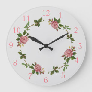 Relógio Grande O vintage cor-de-rosa elegante aumentou