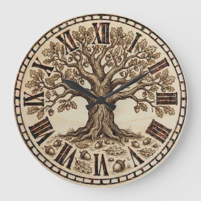 Relógio Grande Oak Tree Wall Clock  (Frente)
