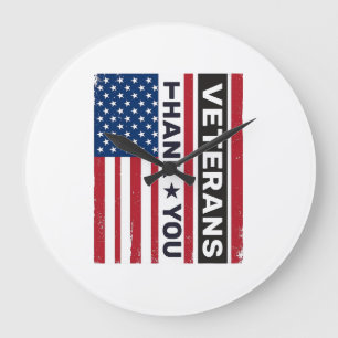 Relógio Grande Obrigado Veteranos Design de Vetor de Bandeira Ang
