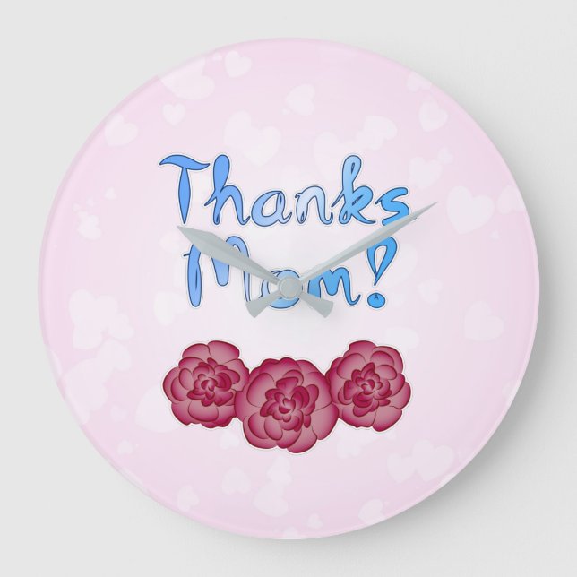 Relógio Grande Obrigados Mãe com Flor de Cravos para o Dia das Mã (Frente)