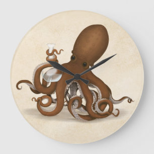 Relógio Grande Octopus Holding Chemistry Flask Steampunk Science