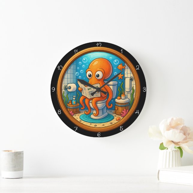 Relógio Grande Octopus no Toilet Clock Engraçado (Lar)