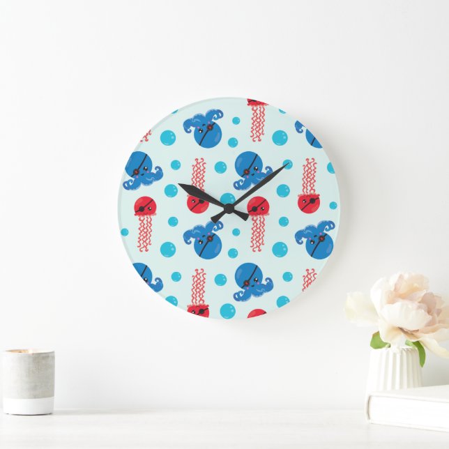 Relógio Grande Octopus Pirata, Jellyfish Pirata, Animais do Mar (Lar)