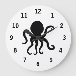 Relógio Grande Octopus Silhouette de Animais do Mar